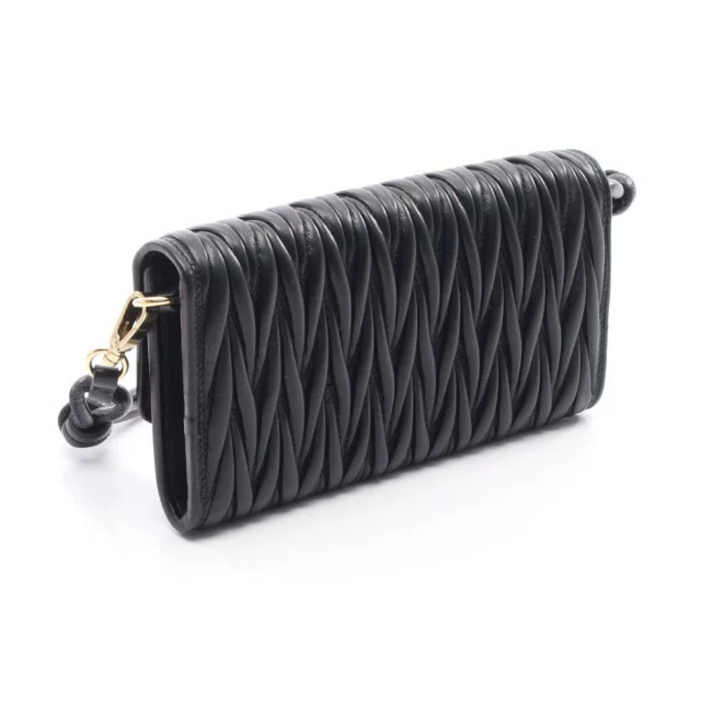 Miu Miu Leather Shoulder Bag Black Matelasse